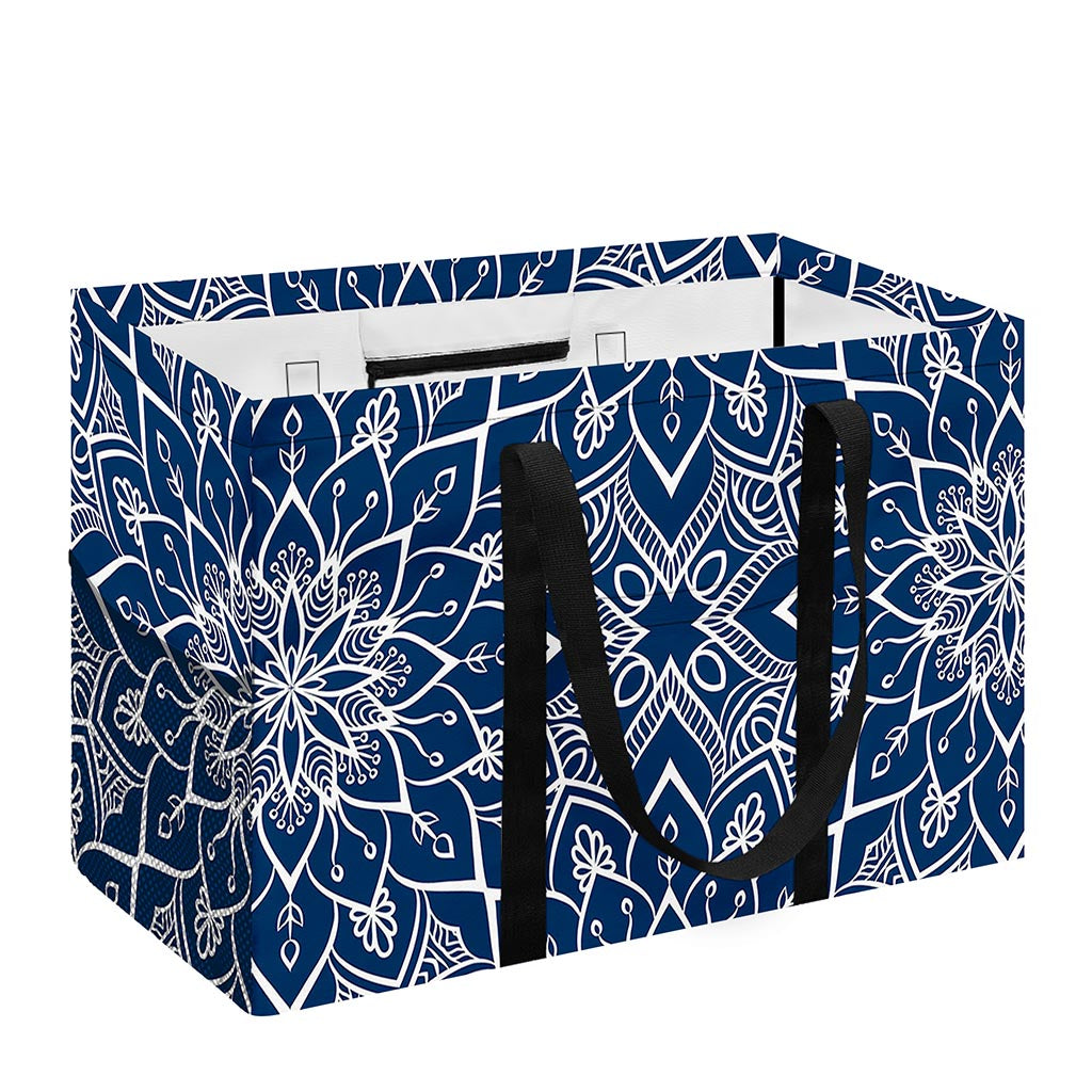 Blue And White Bohemian Mandala Print Utility Tote Bag