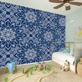 Blue And White Bohemian Mandala Print Wall Sticker