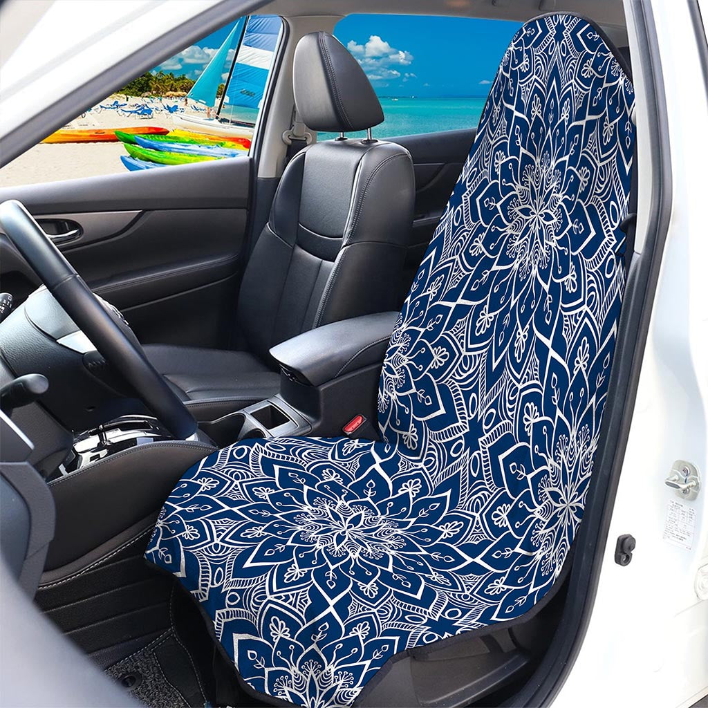 Blue And White Bohemian Mandala Print Waterproof Car Seat Cover