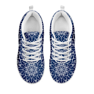 Blue And White Bohemian Mandala Print White Running Shoes