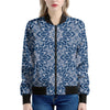 Blue And White Bohemian Mandala Print Women's Bomber Jacket