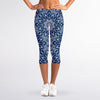 Blue And White Bohemian Mandala Print Women's Capri Leggings