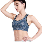 Blue And White Bohemian Mandala Print Women's Sports Bra