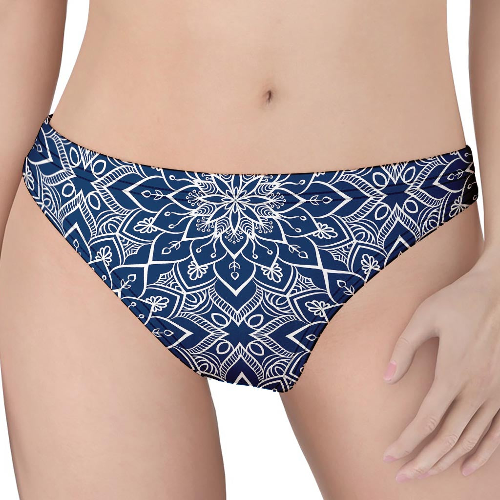 Blue And White Bohemian Mandala Print Women's Thong