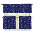 Blue And White Bubble Pattern Print 3 Piece Kitchen Curtains
