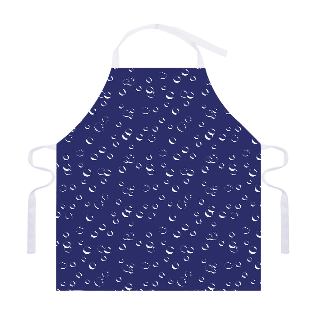 Blue And White Bubble Pattern Print Adjustable Apron