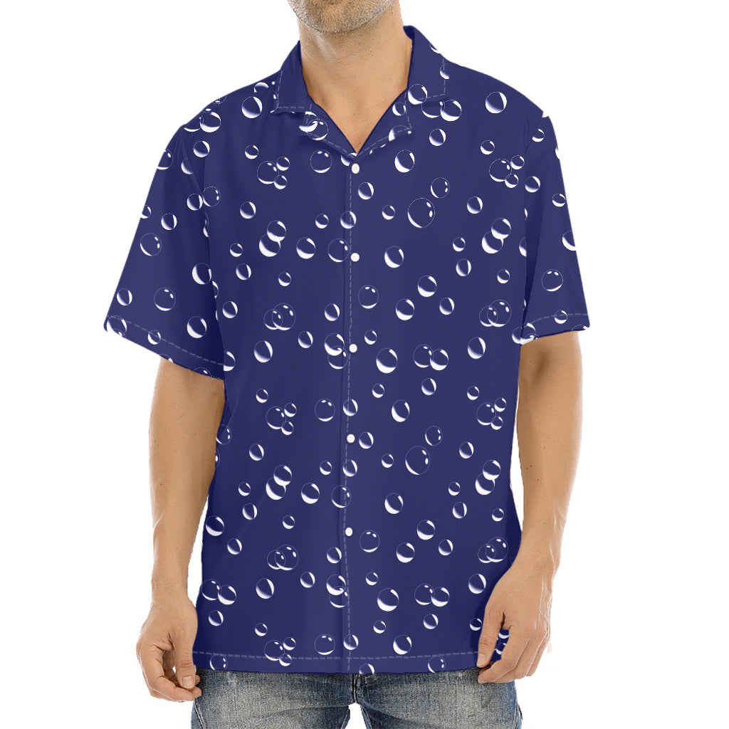 Blue And White Bubble Pattern Print Aloha Shirt