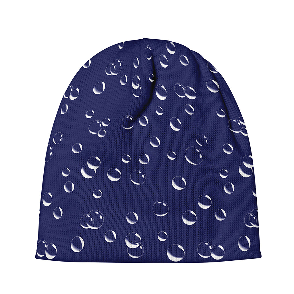 Blue And White Bubble Pattern Print Beanie