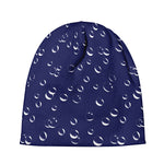 Blue And White Bubble Pattern Print Beanie