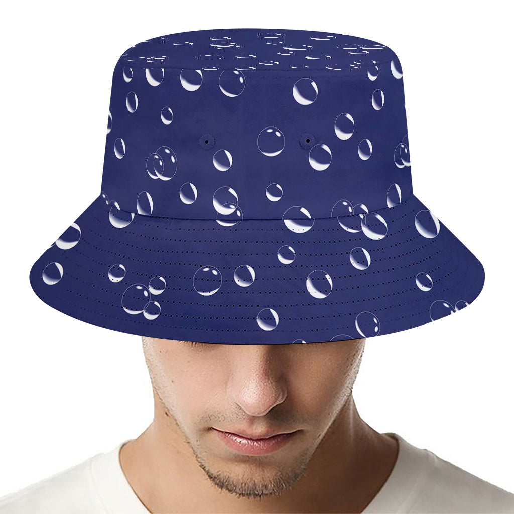 Blue And White Bubble Pattern Print Bucket Hat