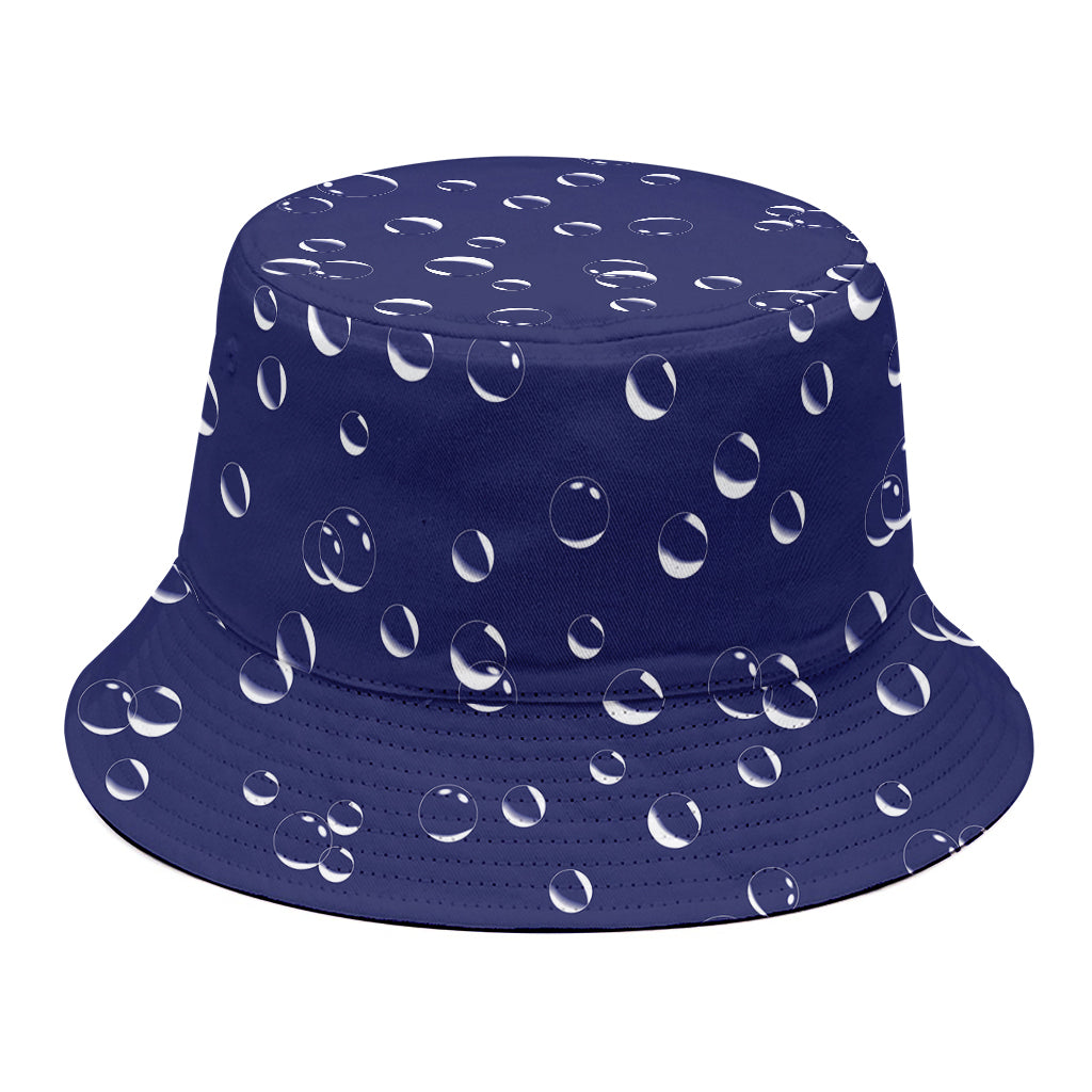 Blue And White Bubble Pattern Print Bucket Hat