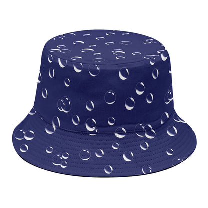 Blue And White Bubble Pattern Print Bucket Hat