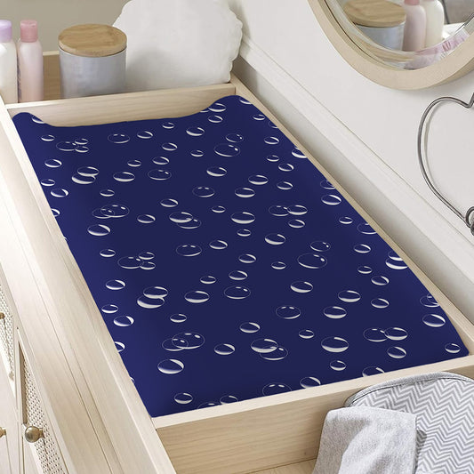 Blue And White Bubble Pattern Print Changing Pad Cover