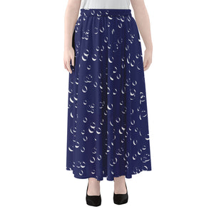 Blue And White Bubble Pattern Print Chiffon Maxi Skirt