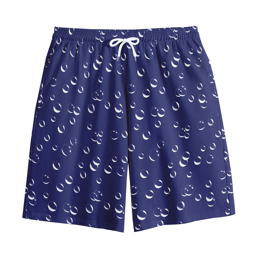 Blue And White Bubble Pattern Print Cotton Shorts