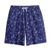 Blue And White Bubble Pattern Print Cotton Shorts