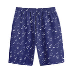 Blue And White Bubble Pattern Print Cotton Shorts