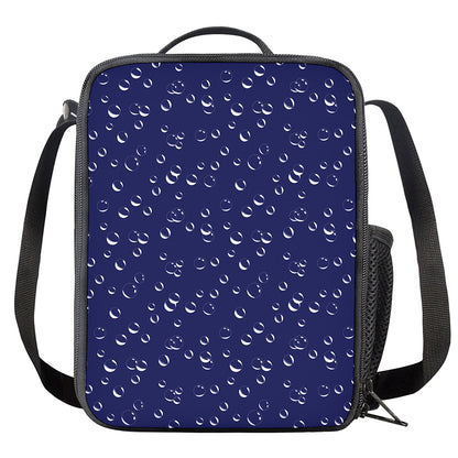 Blue And White Bubble Pattern Print Crossbody Lunch Bag
