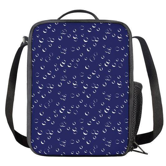 Blue And White Bubble Pattern Print Crossbody Lunch Bag