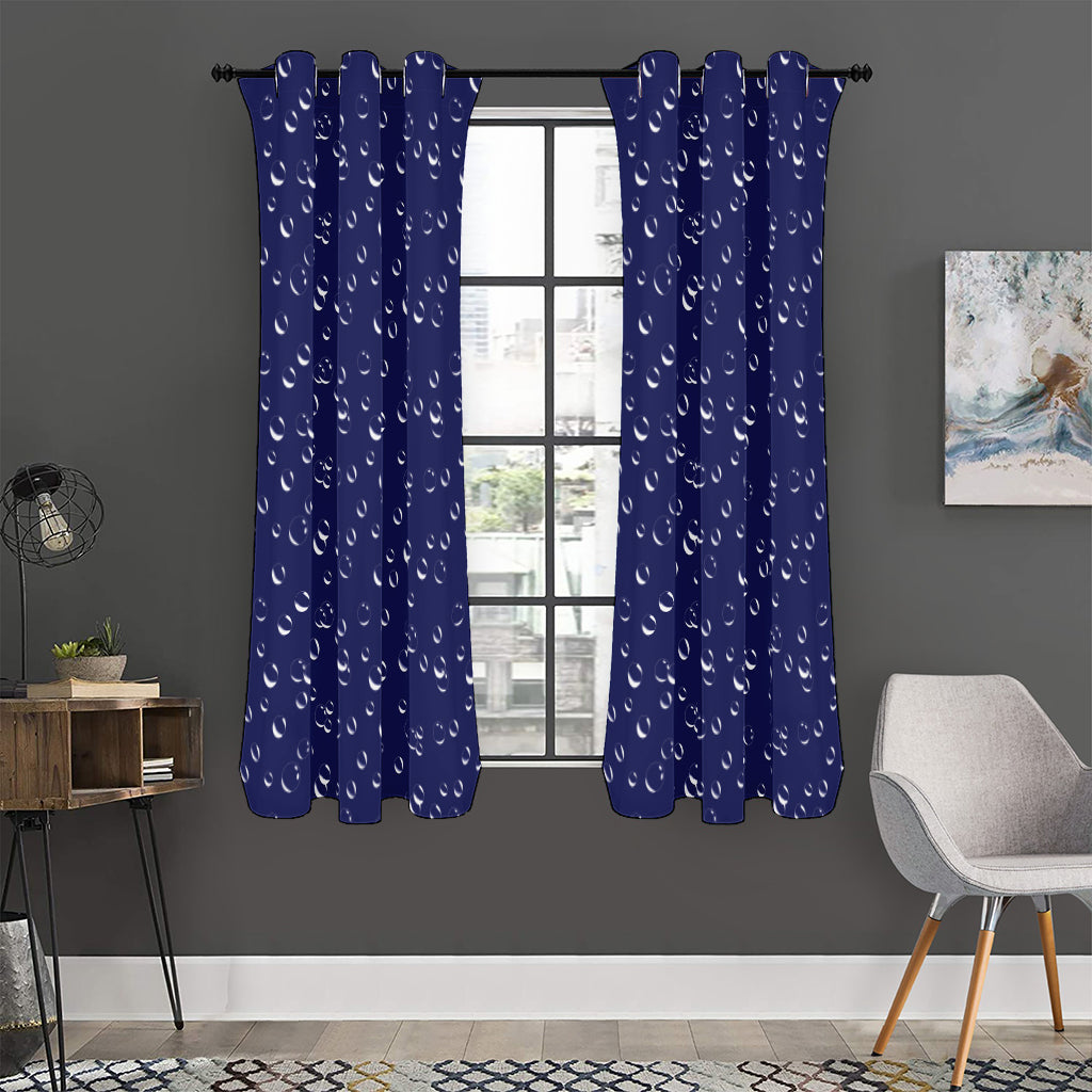 Blue And White Bubble Pattern Print Curtain