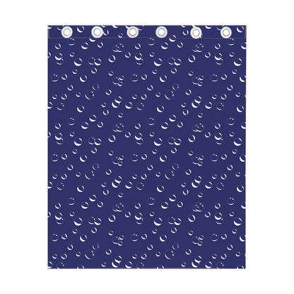 Blue And White Bubble Pattern Print Curtain