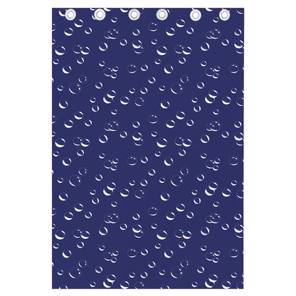 Blue And White Bubble Pattern Print Curtain
