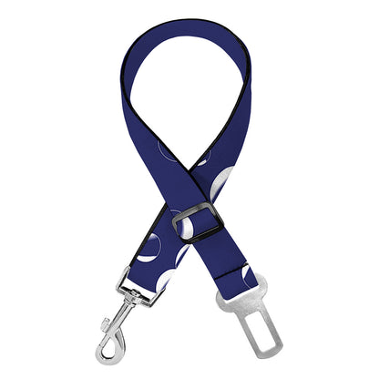 Blue And White Bubble Pattern Print Dog Seat Belt