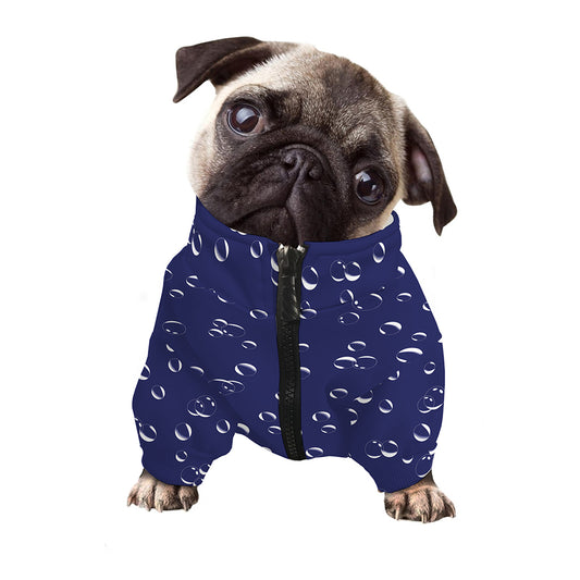 Blue And White Bubble Pattern Print Dog Zip Up Jacket