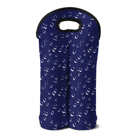 Blue And White Bubble Pattern Print Double Neoprene Wine Tote