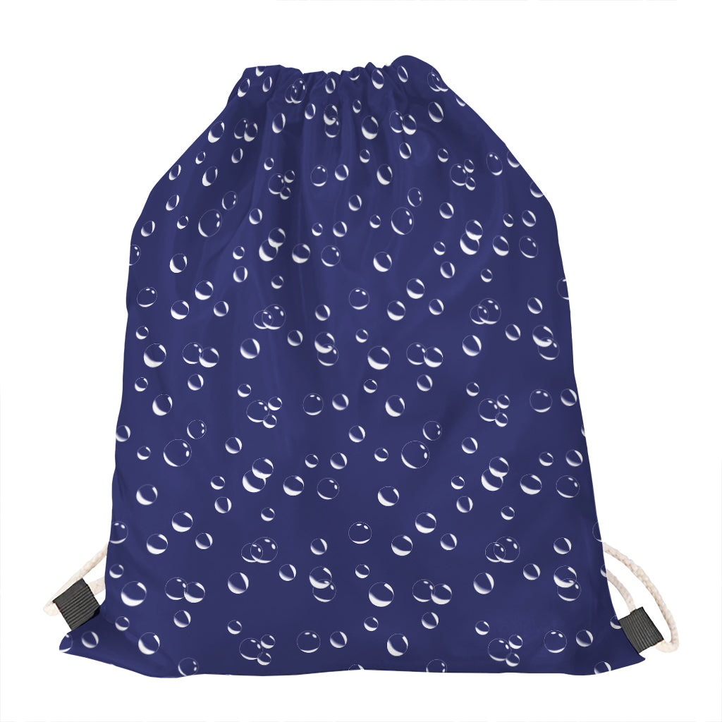 Blue And White Bubble Pattern Print Drawstring Bag