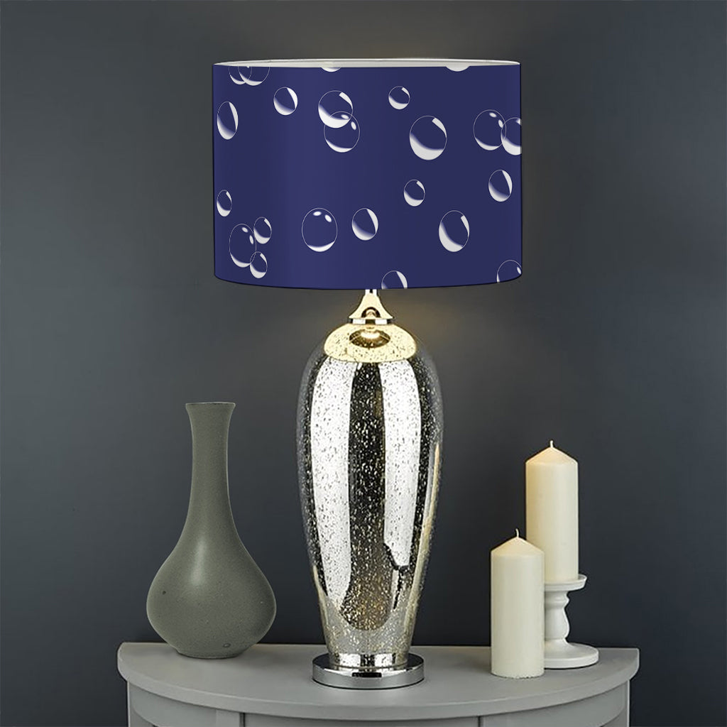 Blue And White Bubble Pattern Print Drum Lamp Shade