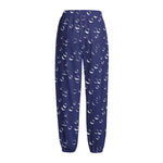 Blue And White Bubble Pattern Print Fleece Lined Knit Pants