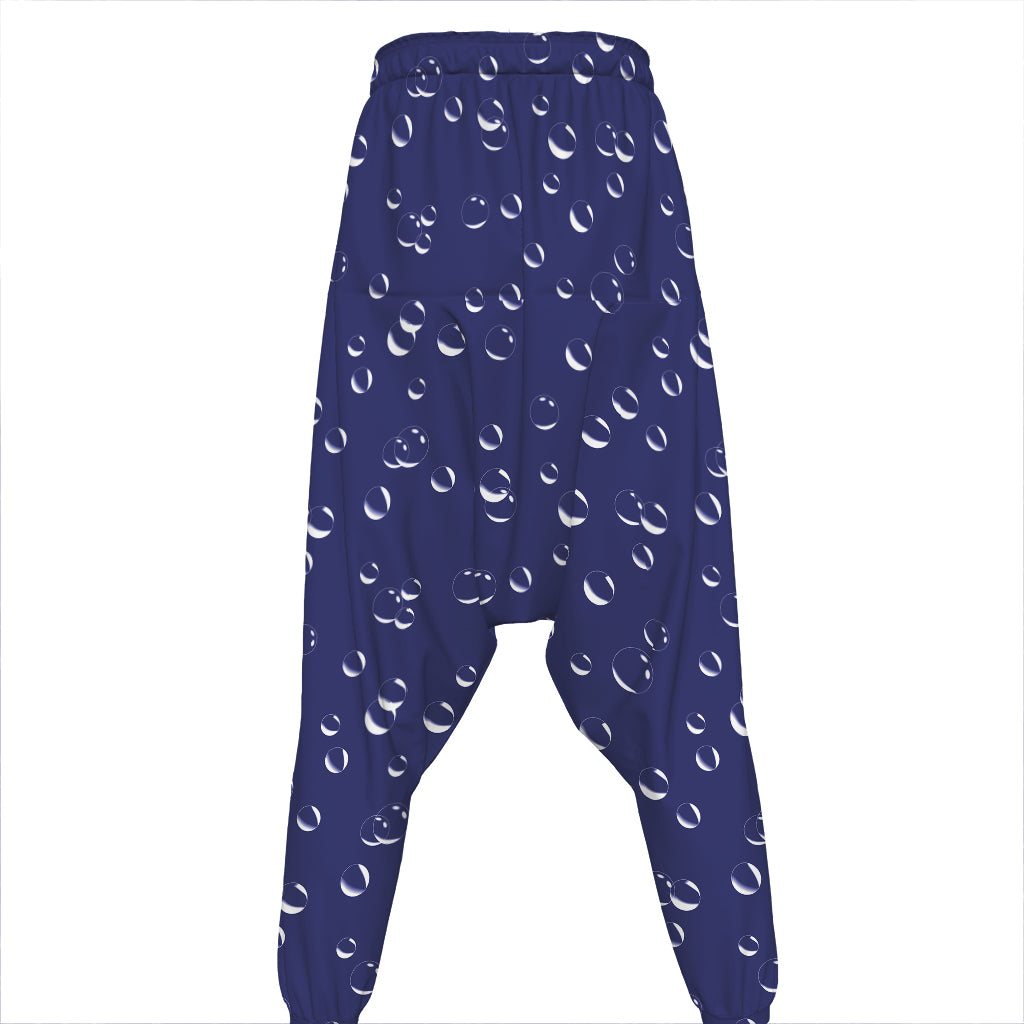 Blue And White Bubble Pattern Print Hammer Pants