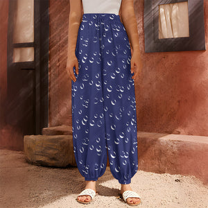 Blue And White Bubble Pattern Print Harem Pants