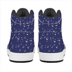 Blue And White Bubble Pattern Print High Top Leather Sneakers