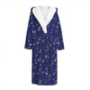 Blue And White Bubble Pattern Print Hooded Bathrobe