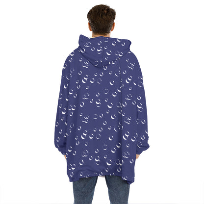 Blue And White Bubble Pattern Print Hoodie Blanket