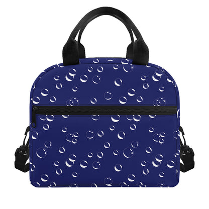 Blue And White Bubble Pattern Print Insulated Lunch Bag