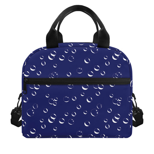 Blue And White Bubble Pattern Print Insulated Lunch Bag
