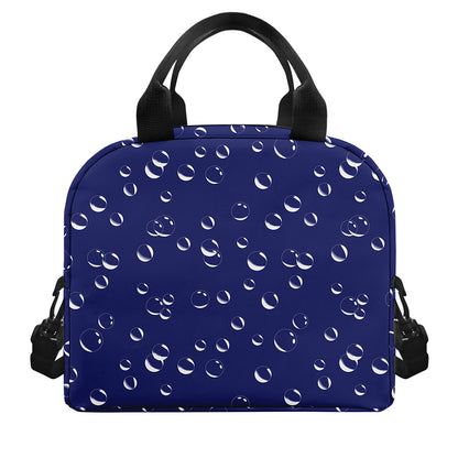 Blue And White Bubble Pattern Print Insulated Lunch Bag