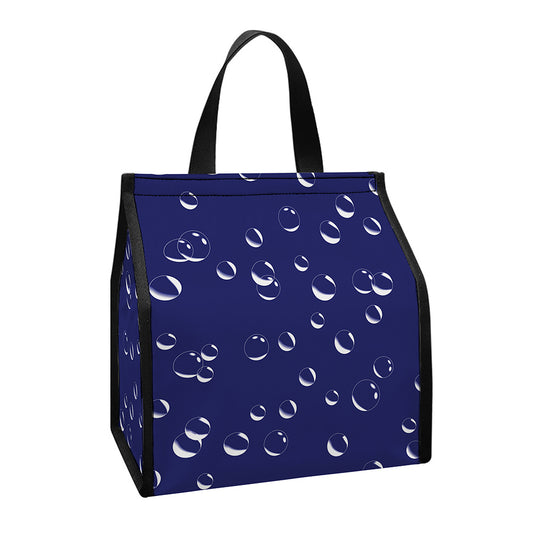Blue And White Bubble Pattern Print Insulated Lunch Tote