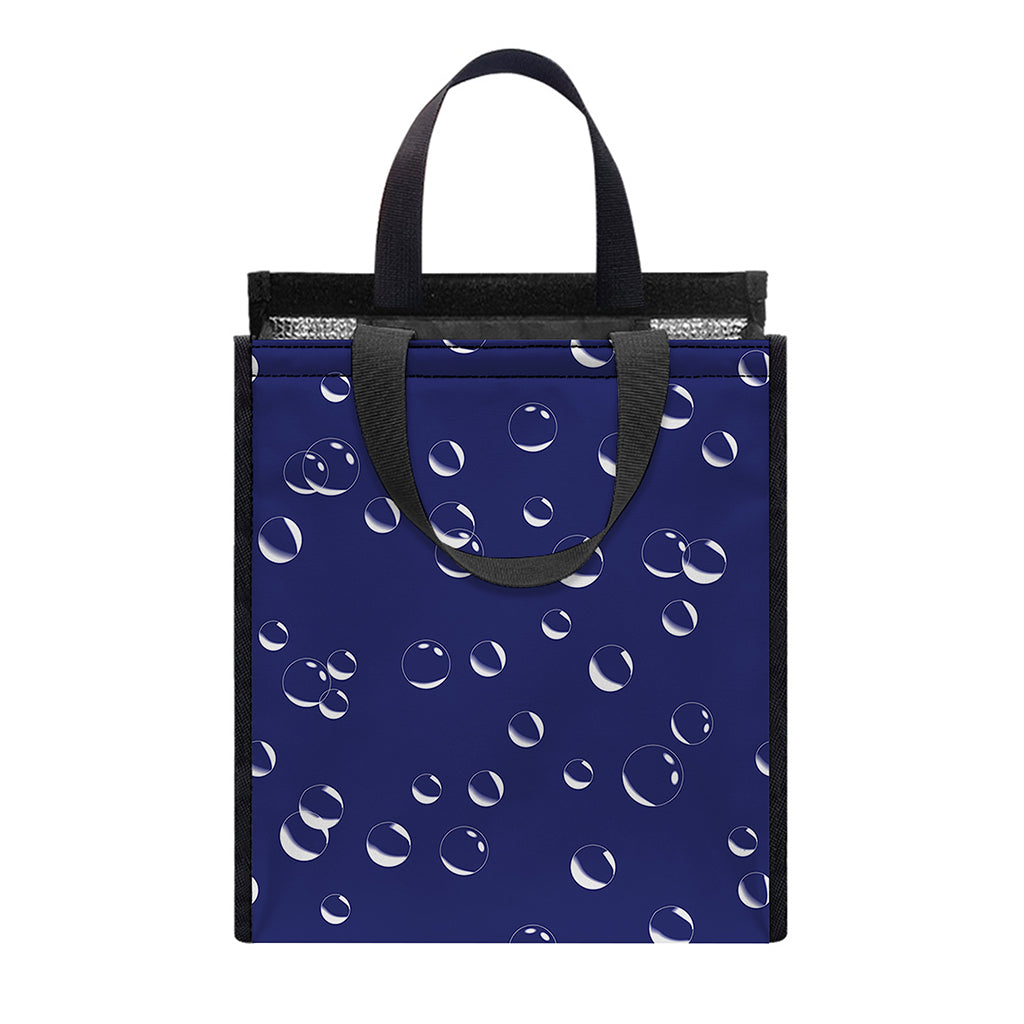 Blue And White Bubble Pattern Print Insulated Lunch Tote