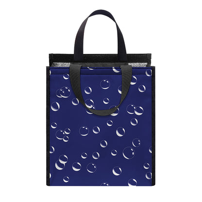 Blue And White Bubble Pattern Print Insulated Lunch Tote