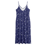 Blue And White Bubble Pattern Print Jersey Midi Cami Dress