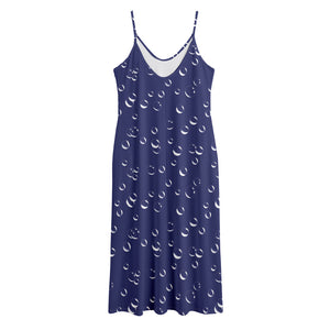 Blue And White Bubble Pattern Print Jersey Midi Cami Dress