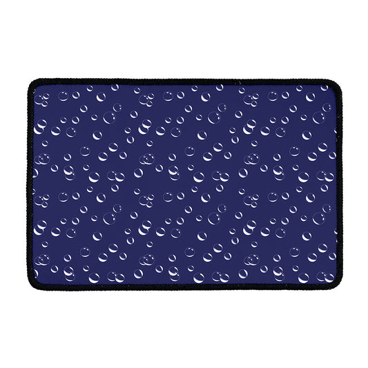 Blue And White Bubble Pattern Print Kitchen Mat