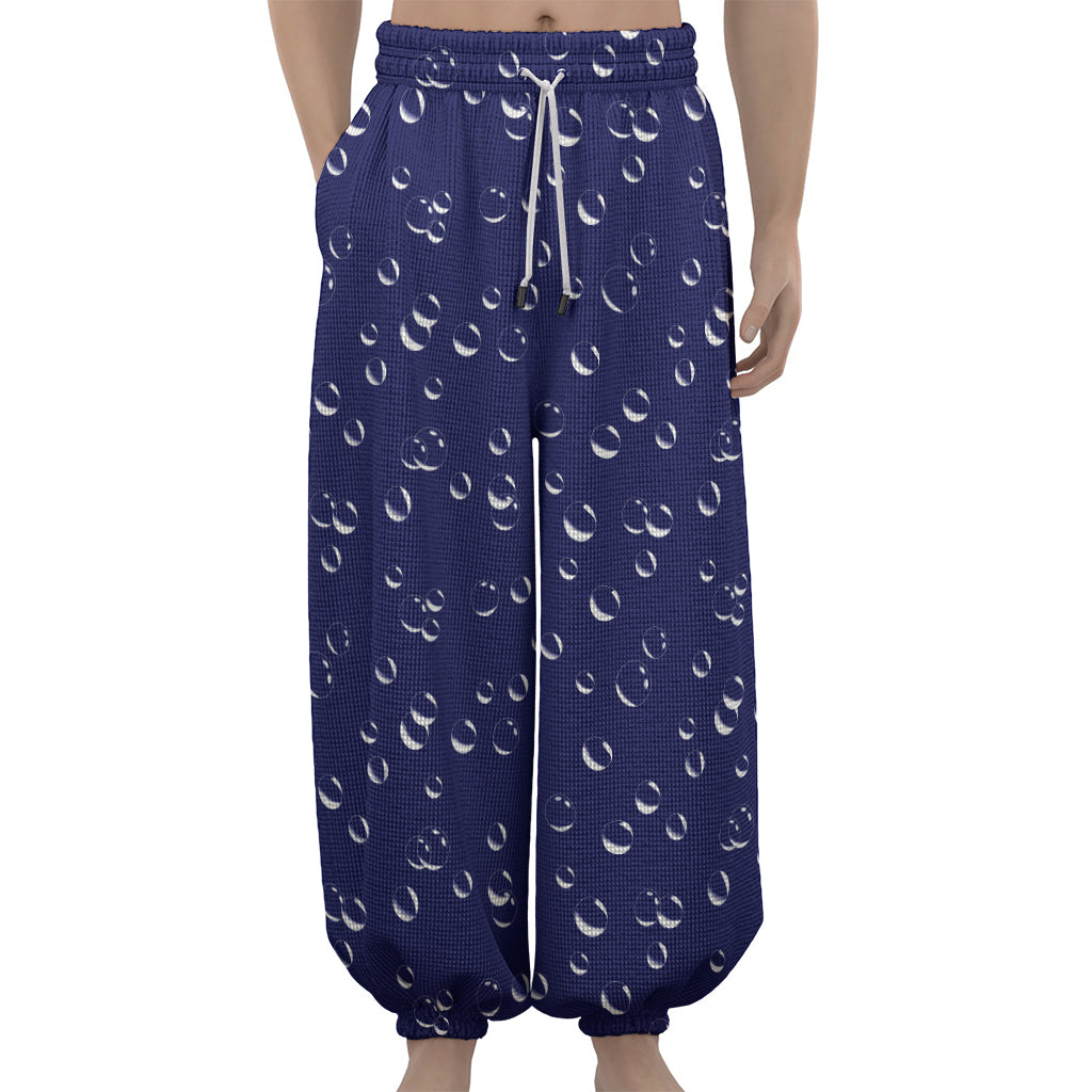 Blue And White Bubble Pattern Print Lantern Pants