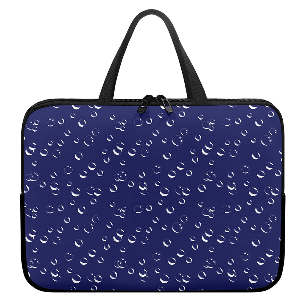 Blue And White Bubble Pattern Print Laptop Sleeve With Handle