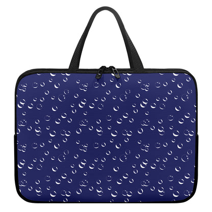 Blue And White Bubble Pattern Print Laptop Sleeve With Handle