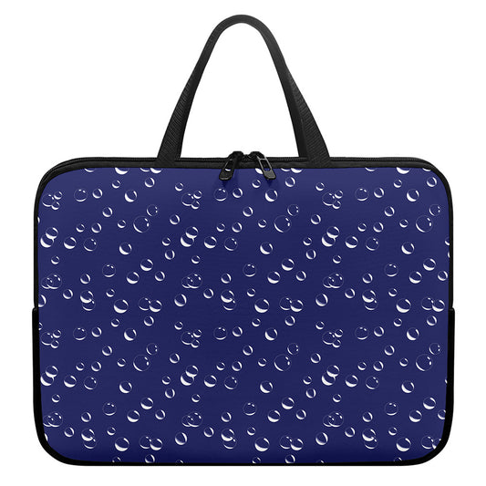 Blue And White Bubble Pattern Print Laptop Sleeve With Handle